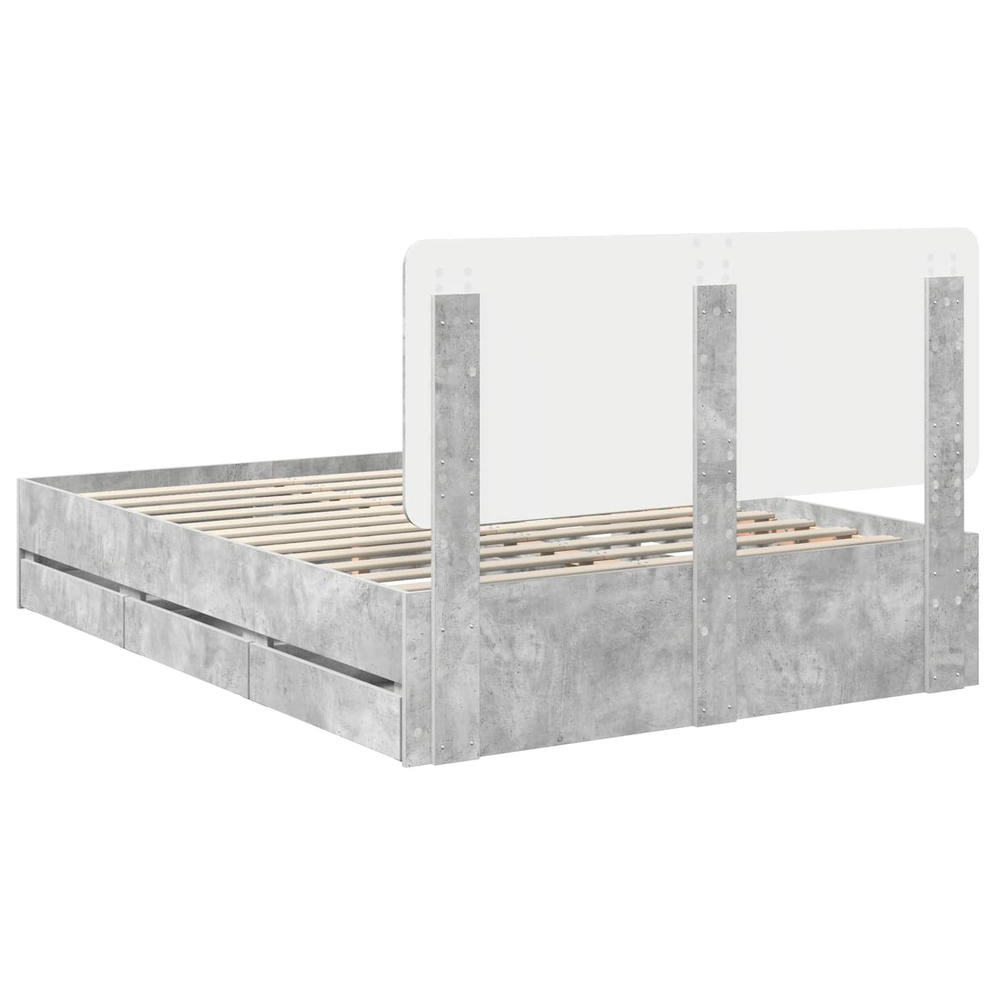 Bed Frame with Drawer Concrete Grey 140 x 200 cm Engineer Wood