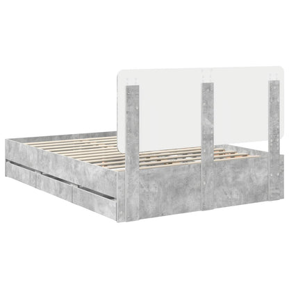 Bed Frame with Drawer Concrete Grey 140 x 200 cm Engineer Wood