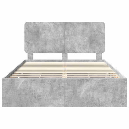 Bed Frame with Drawer Concrete Grey 140 x 200 cm Engineer Wood