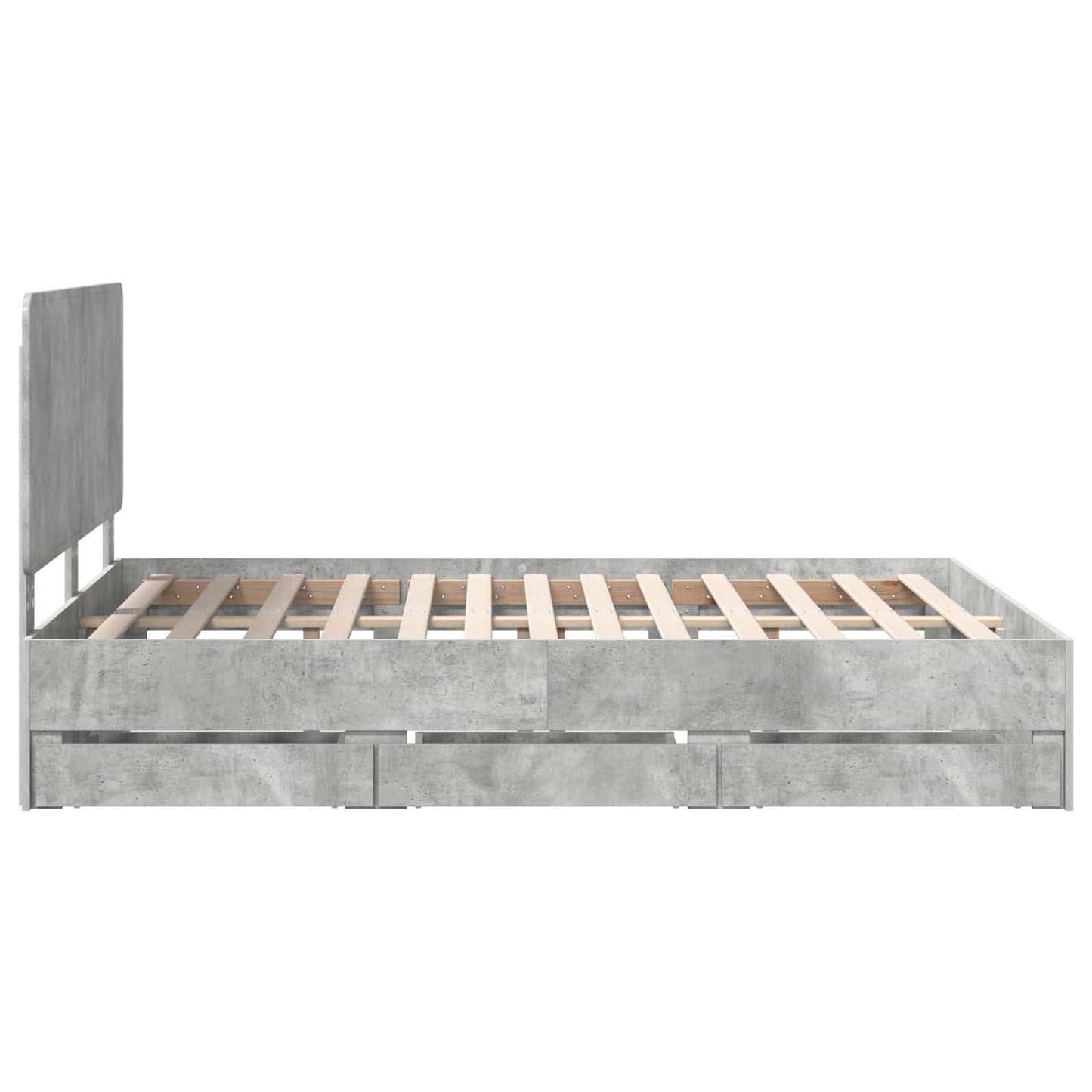 Bed Frame with Drawer Concrete Grey 140 x 200 cm Engineer Wood