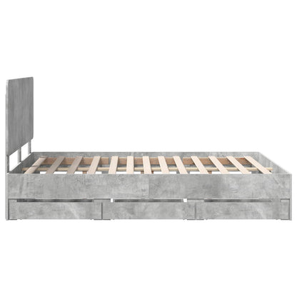 Bed Frame with Drawer Concrete Grey 140 x 200 cm Engineer Wood