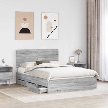 Bed Frame with Drawer Grey Sonoma 140 x 200 cm Engineer Wood