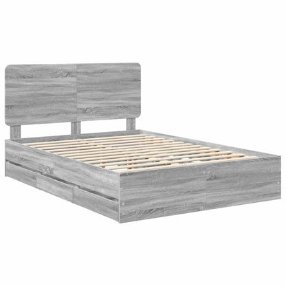 Bed Frame with Drawer Grey Sonoma 140 x 200 cm Engineer Wood