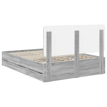 Bed Frame with Drawer Grey Sonoma 140 x 200 cm Engineer Wood