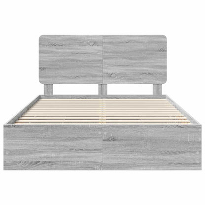 Bed Frame with Drawer Grey Sonoma 140 x 200 cm Engineer Wood