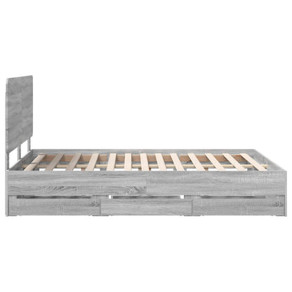Bed Frame with Drawer Grey Sonoma 140 x 200 cm Engineer Wood