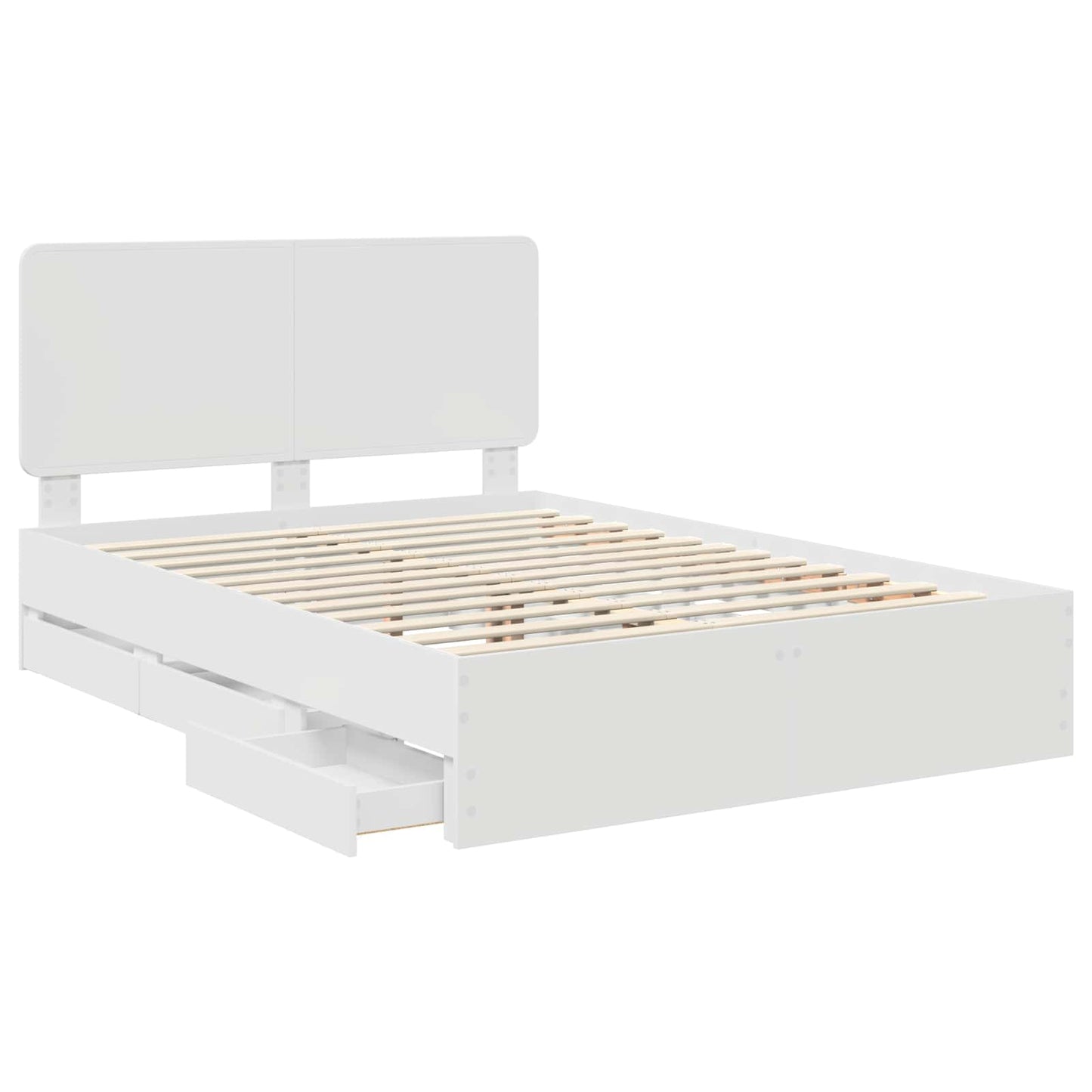 Bed Frame with Drawer White 140 x 190 cm Engineer Wood