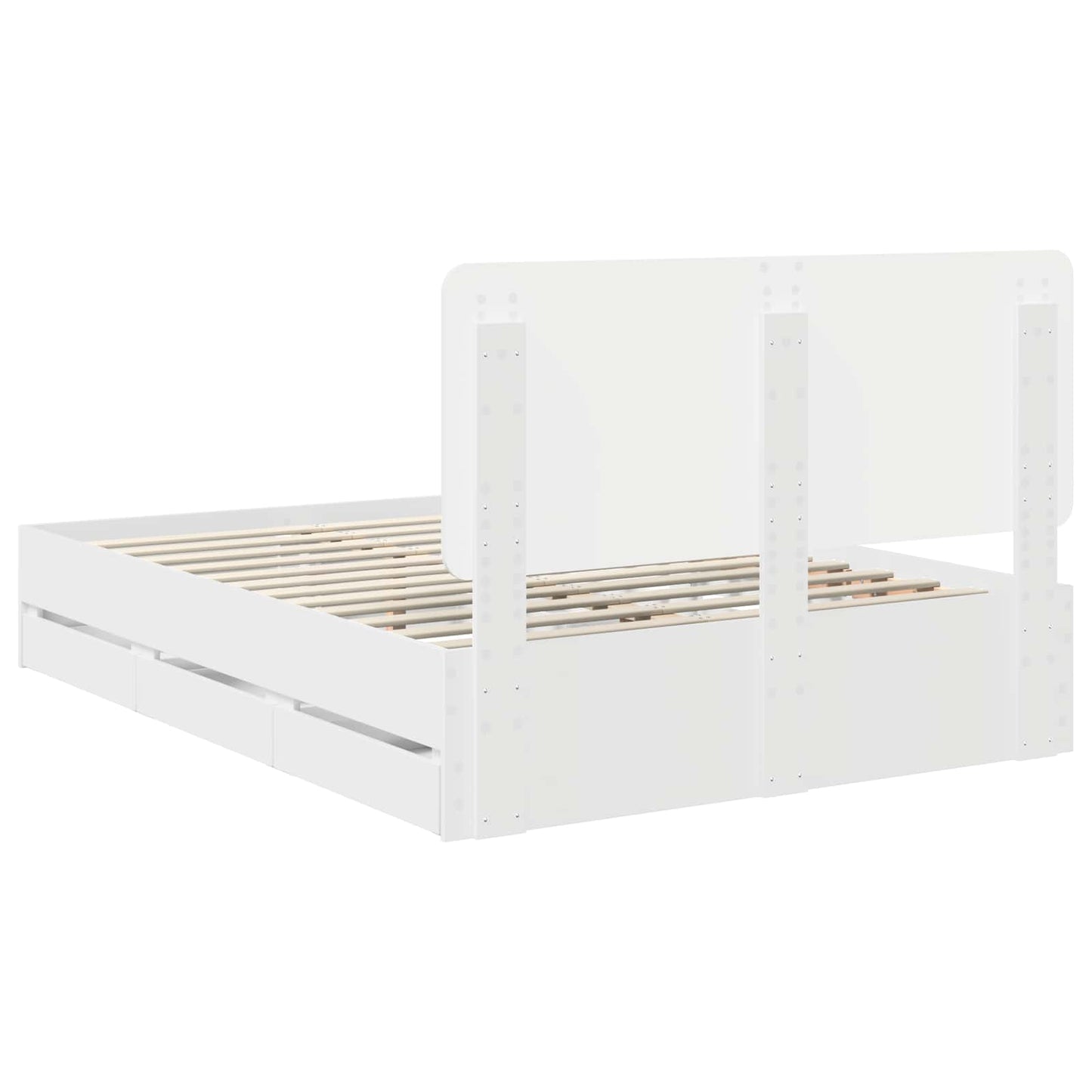 Bed Frame with Drawer White 140 x 190 cm Engineer Wood