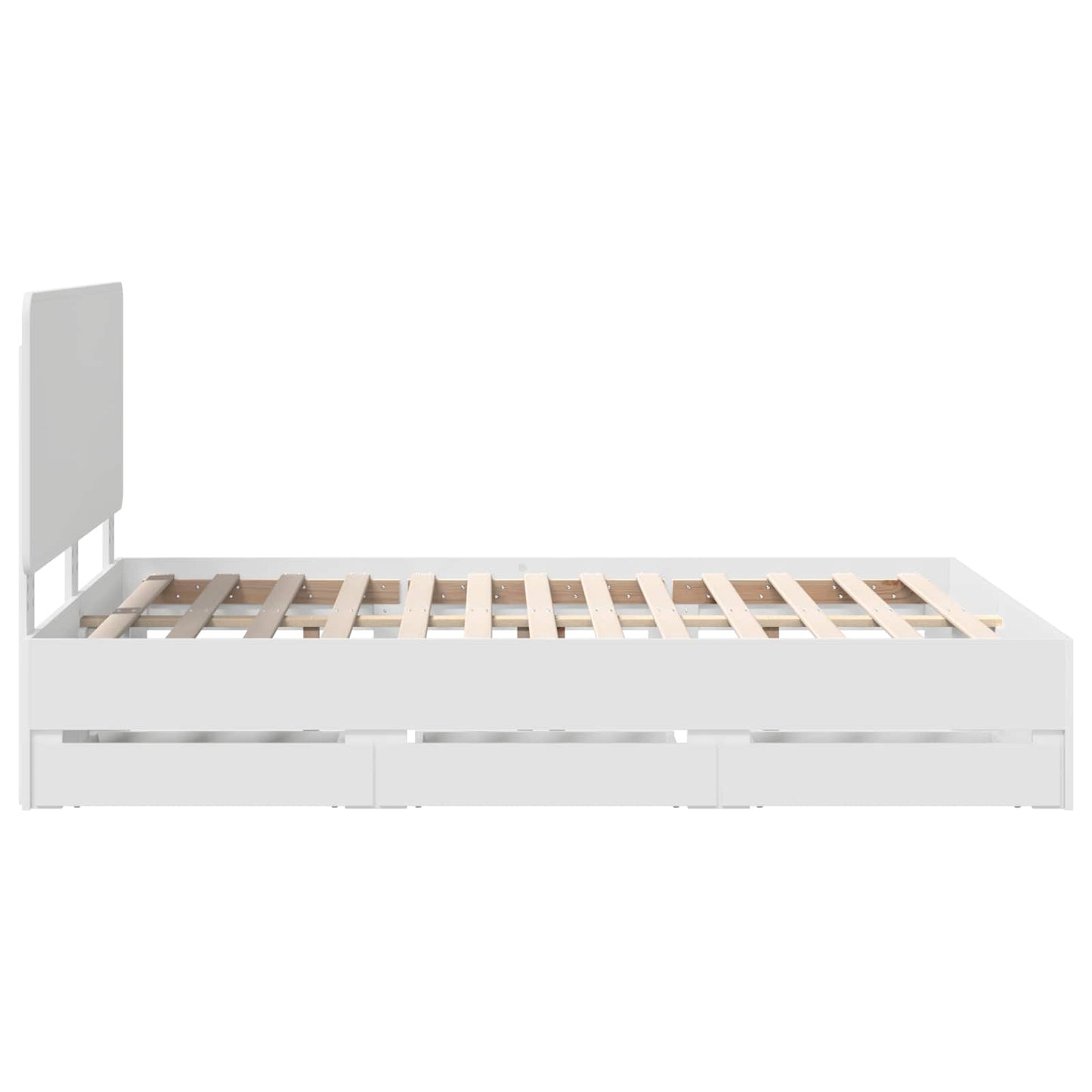 Bed Frame with Drawer White 140 x 190 cm Engineer Wood