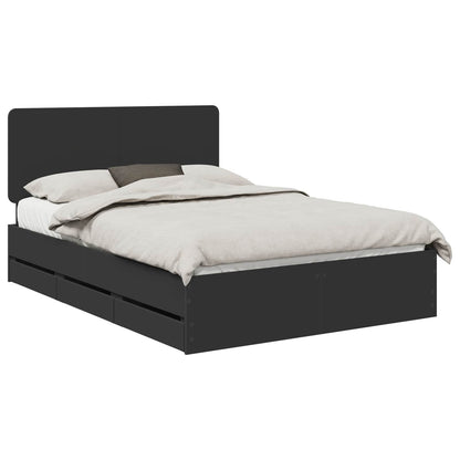 Bed Frame with Drawer Black 140 x 190 cm Engineer Wood