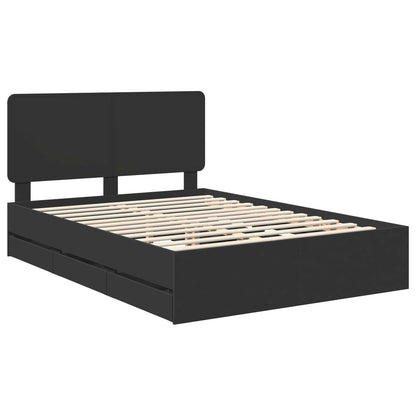 Bed Frame with Drawer Black 140 x 190 cm Engineer Wood