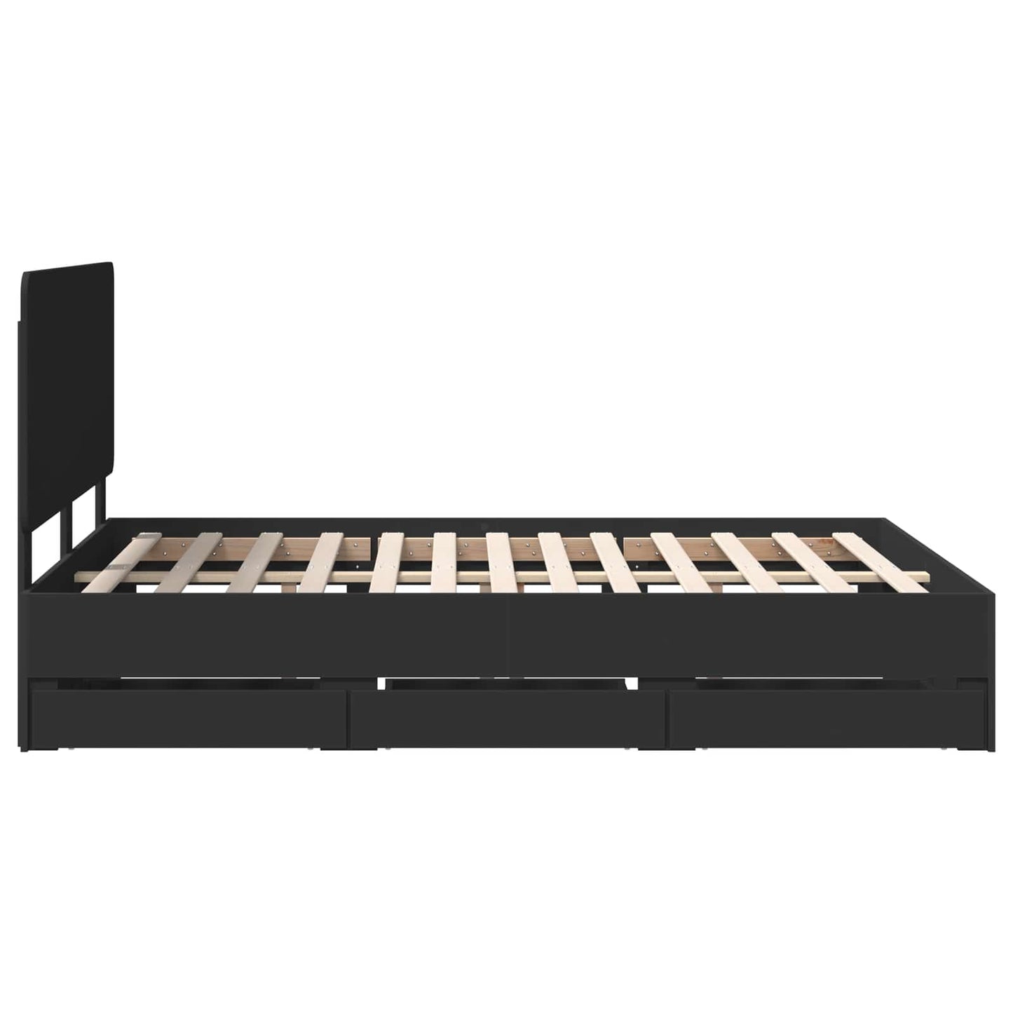Bed Frame with Drawer Black 140 x 190 cm Engineer Wood