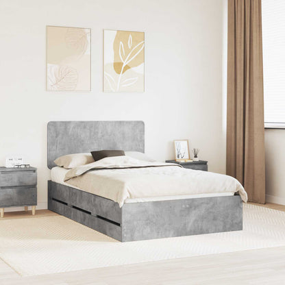 Bed Frame with Drawer Concrete Grey 135 x 190 cm Engineer Wood
