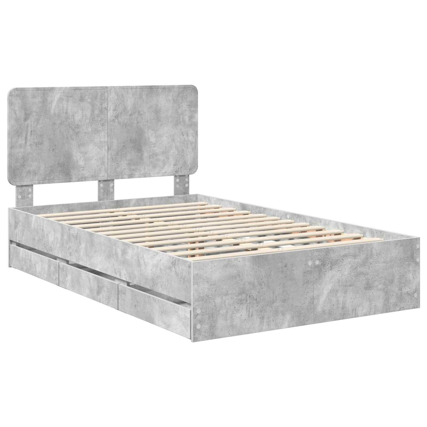 Bed Frame with Drawer Concrete Grey 135 x 190 cm Engineer Wood