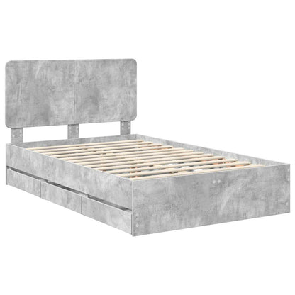 Bed Frame with Drawer Concrete Grey 135 x 190 cm Engineer Wood