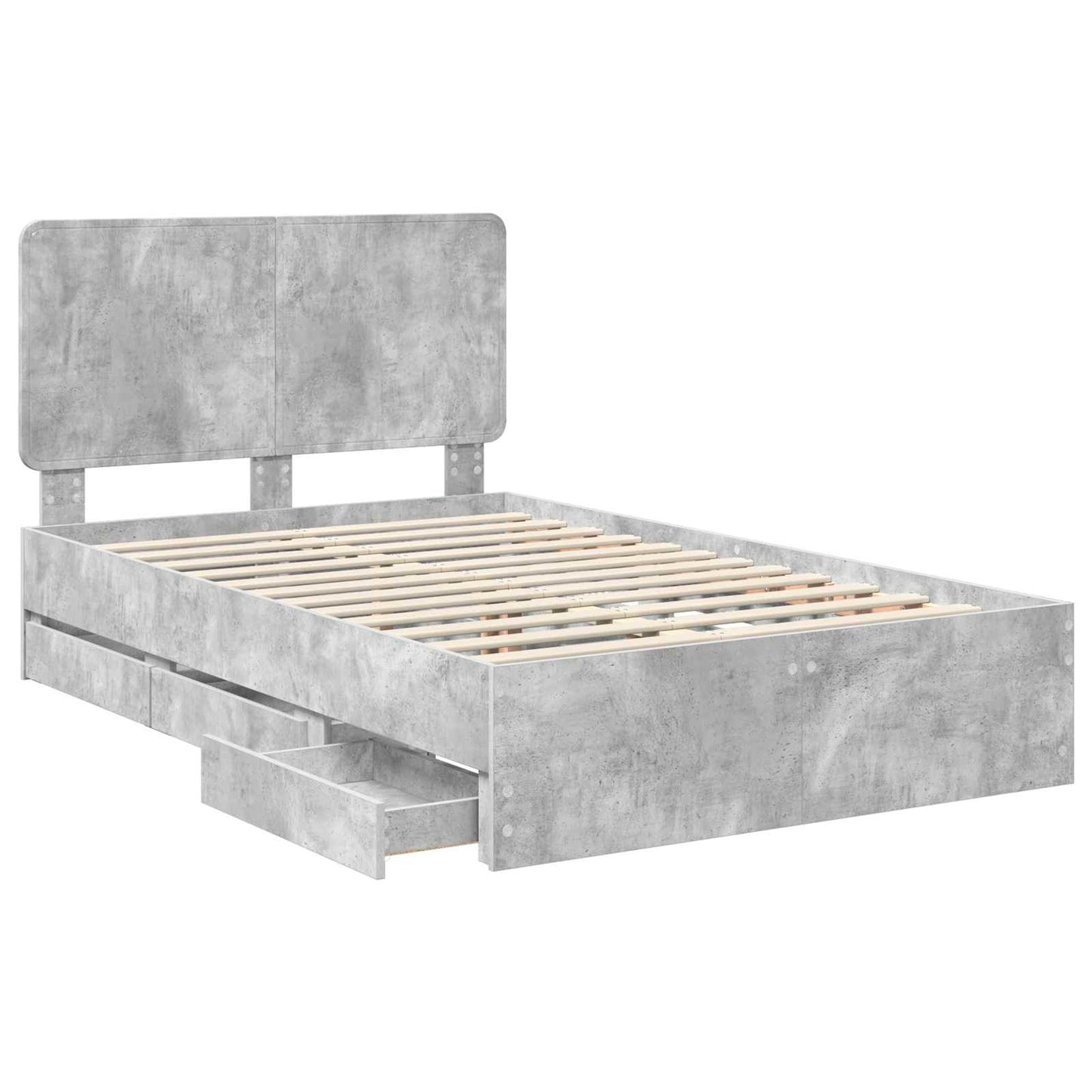 Bed Frame with Drawer Concrete Grey 135 x 190 cm Engineer Wood