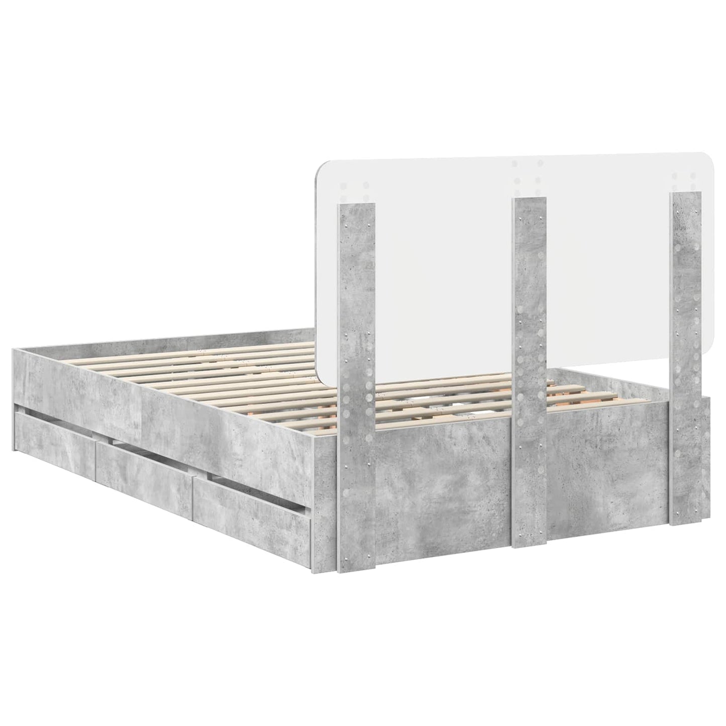 Bed Frame with Drawer Concrete Grey 135 x 190 cm Engineer Wood