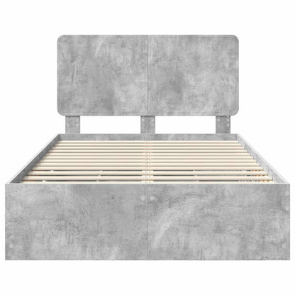 Bed Frame with Drawer Concrete Grey 135 x 190 cm Engineer Wood