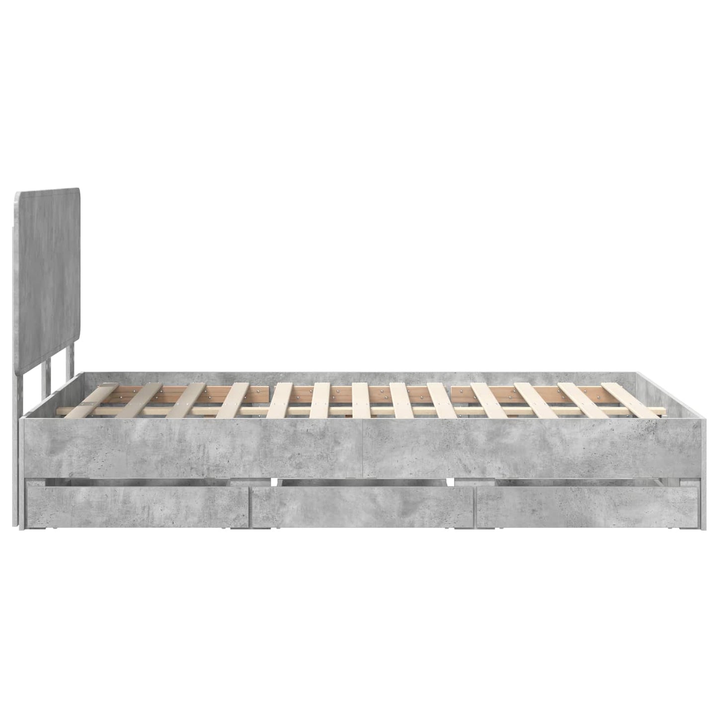 Bed Frame with Drawer Concrete Grey 135 x 190 cm Engineer Wood