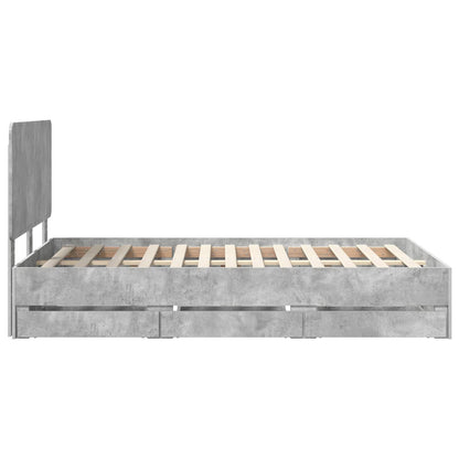 Bed Frame with Drawer Concrete Grey 135 x 190 cm Engineer Wood