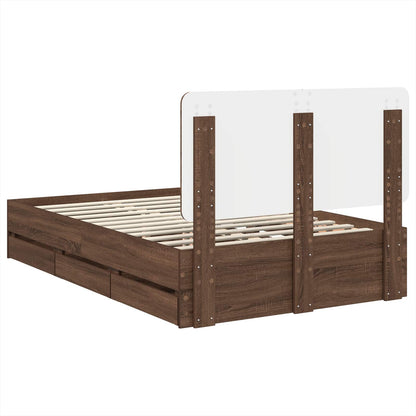 Bed Frame with Drawer Brown Oak 135 x 190 cm Engineer Wood