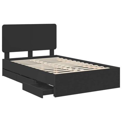 Bed Frame with Drawer Black 120 x 190 cm Engineer Wood