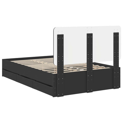 Bed Frame with Drawer Black 120 x 190 cm Engineer Wood