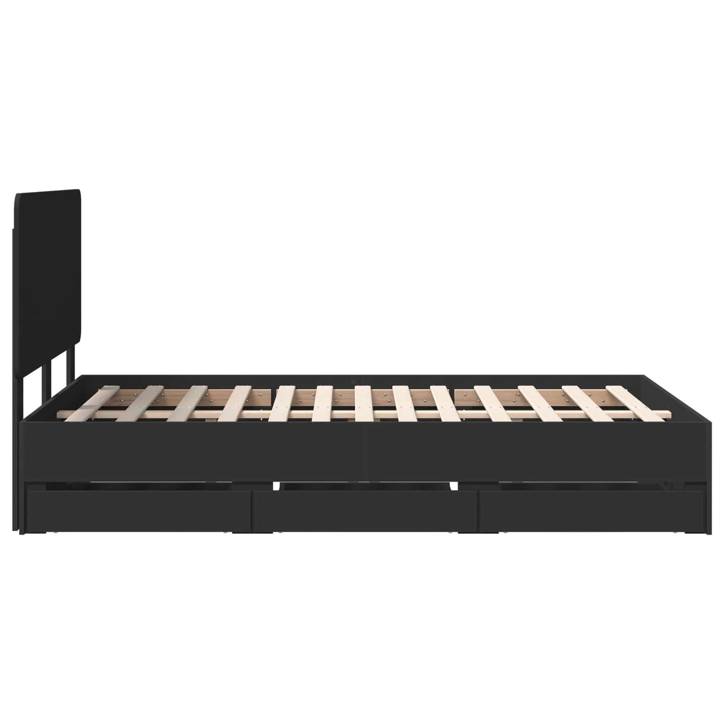 Bed Frame with Drawer Black 120 x 190 cm Engineer Wood