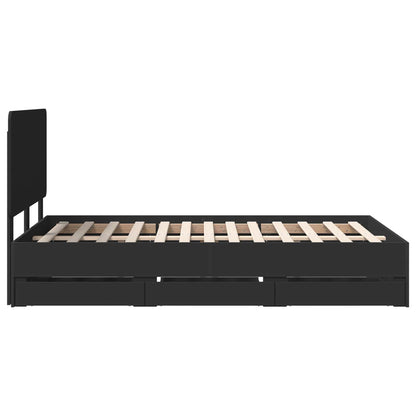 Bed Frame with Drawer Black 120 x 190 cm Engineer Wood