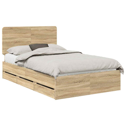 Bed Frame with Drawer Sonoma Oak 120 x 190 cm Engineer Wood