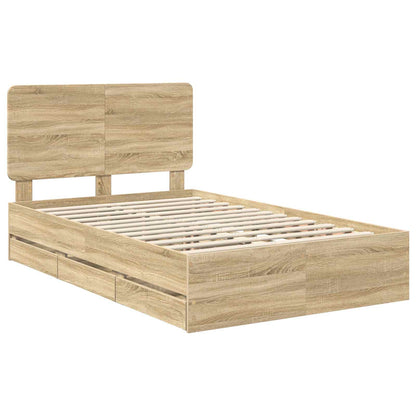 Bed Frame with Drawer Sonoma Oak 120 x 190 cm Engineer Wood