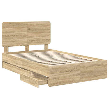 Bed Frame with Drawer Sonoma Oak 120 x 190 cm Engineer Wood