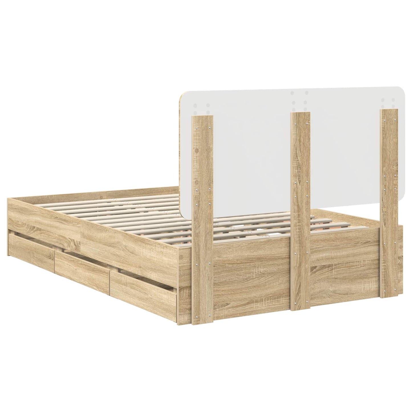 Bed Frame with Drawer Sonoma Oak 120 x 190 cm Engineer Wood
