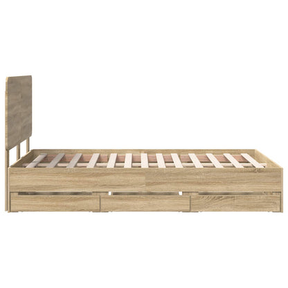 Bed Frame with Drawer Sonoma Oak 120 x 190 cm Engineer Wood