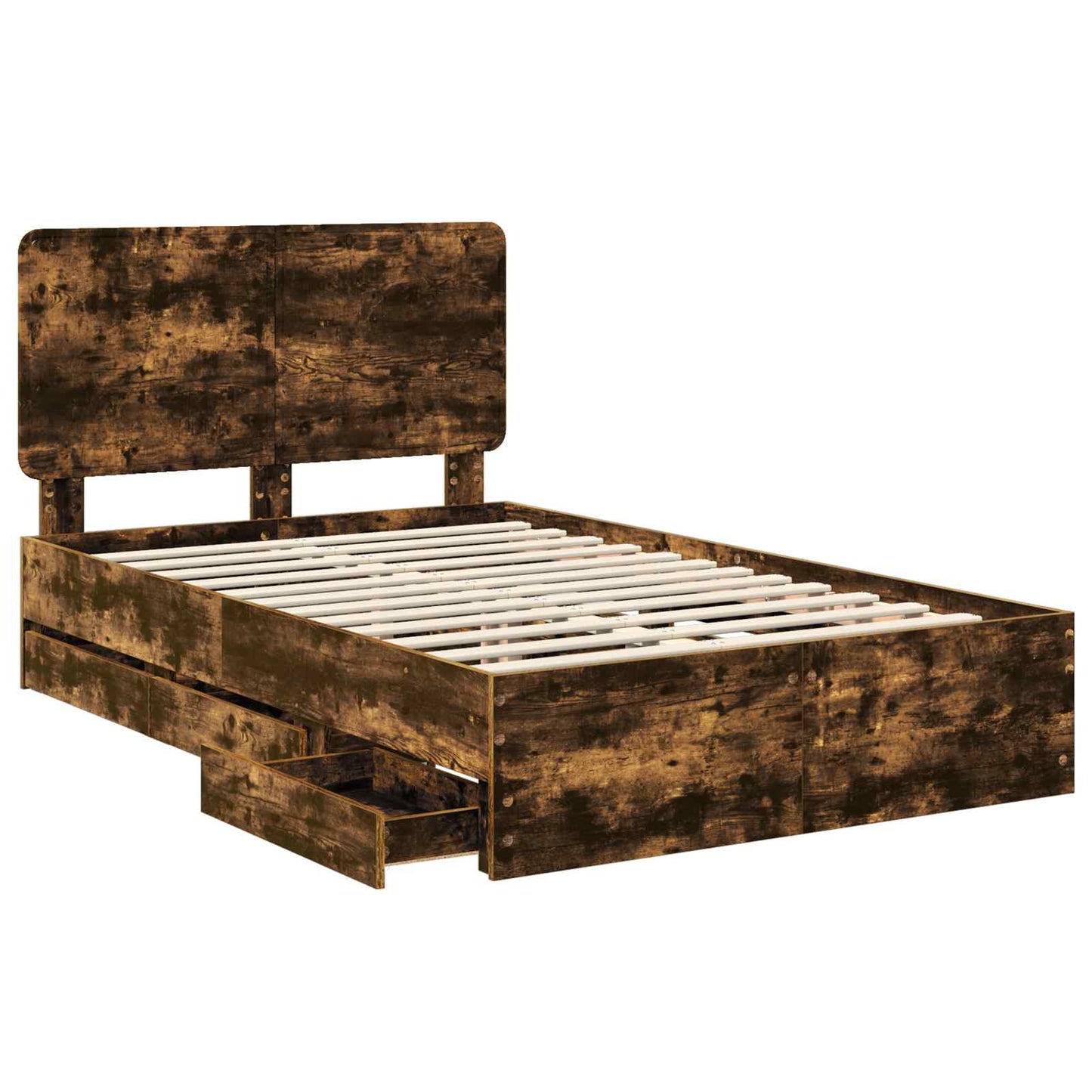 Bed Frame with Drawer Smoked Oak 120 x 190 cm Engineer Wood