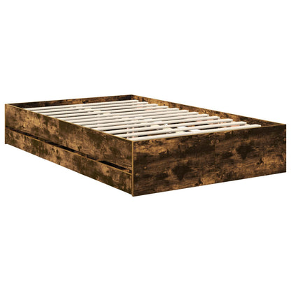 Bed Frame with Drawer Smoked Oak 120 x 190 cm Engineer Wood