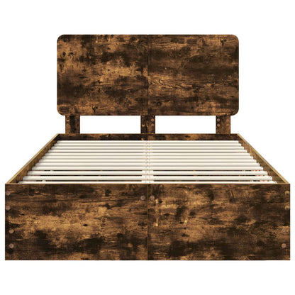Bed Frame with Drawer Smoked Oak 120 x 190 cm Engineer Wood