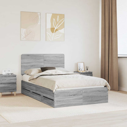 Bed Frame with Drawer Grey Sonoma 120 x 190 cm Engineer Wood