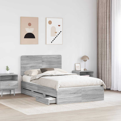 Bed Frame with Drawer Grey Sonoma 120 x 190 cm Engineer Wood