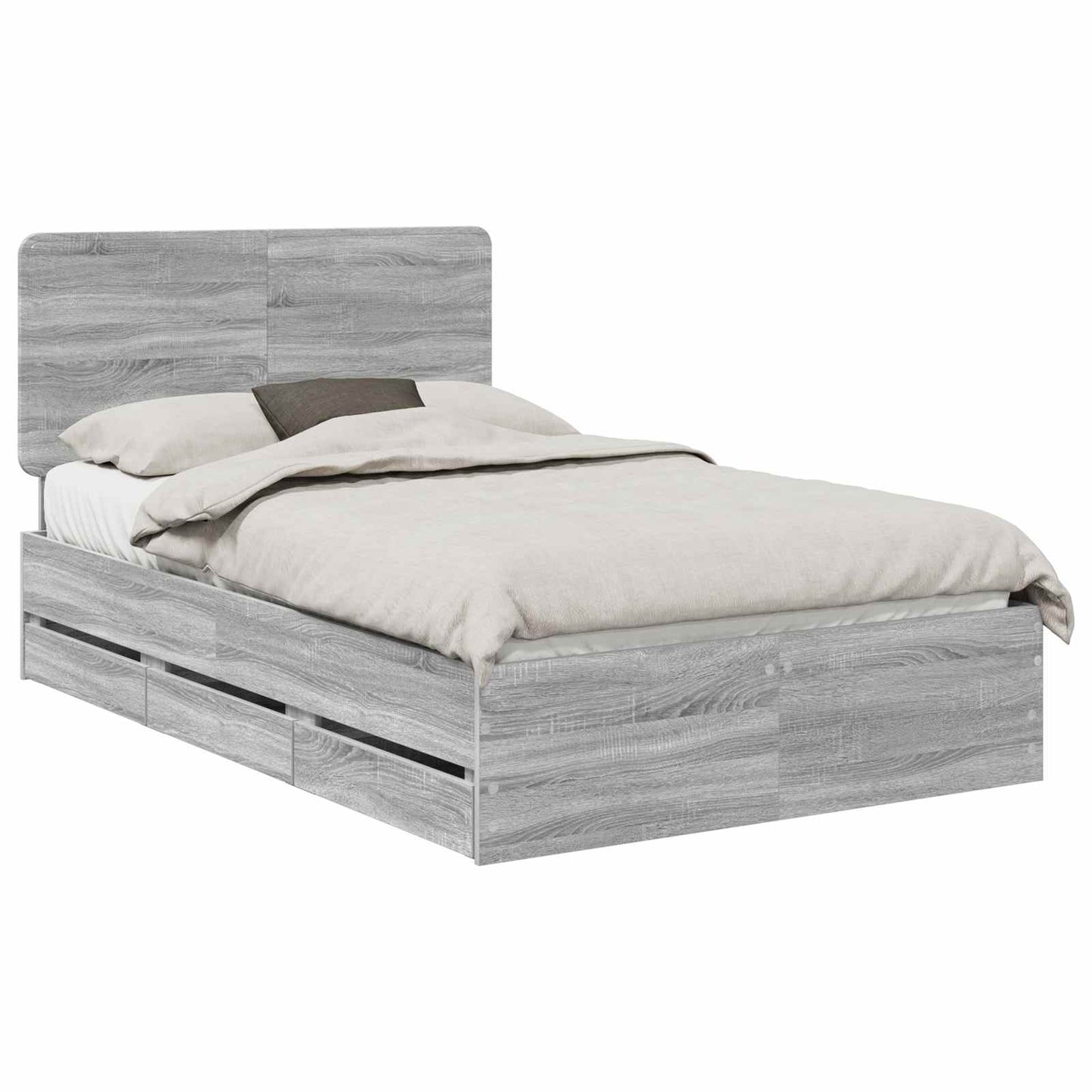 Bed Frame with Drawer Grey Sonoma 120 x 190 cm Engineer Wood