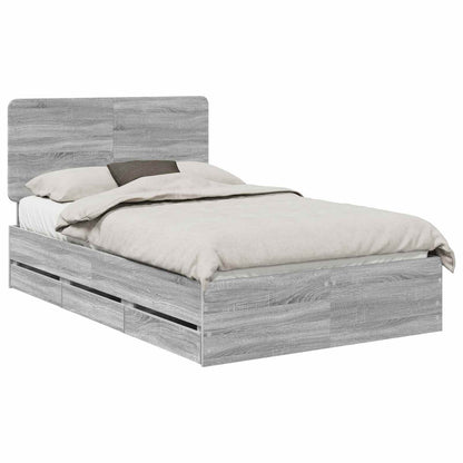 Bed Frame with Drawer Grey Sonoma 120 x 190 cm Engineer Wood