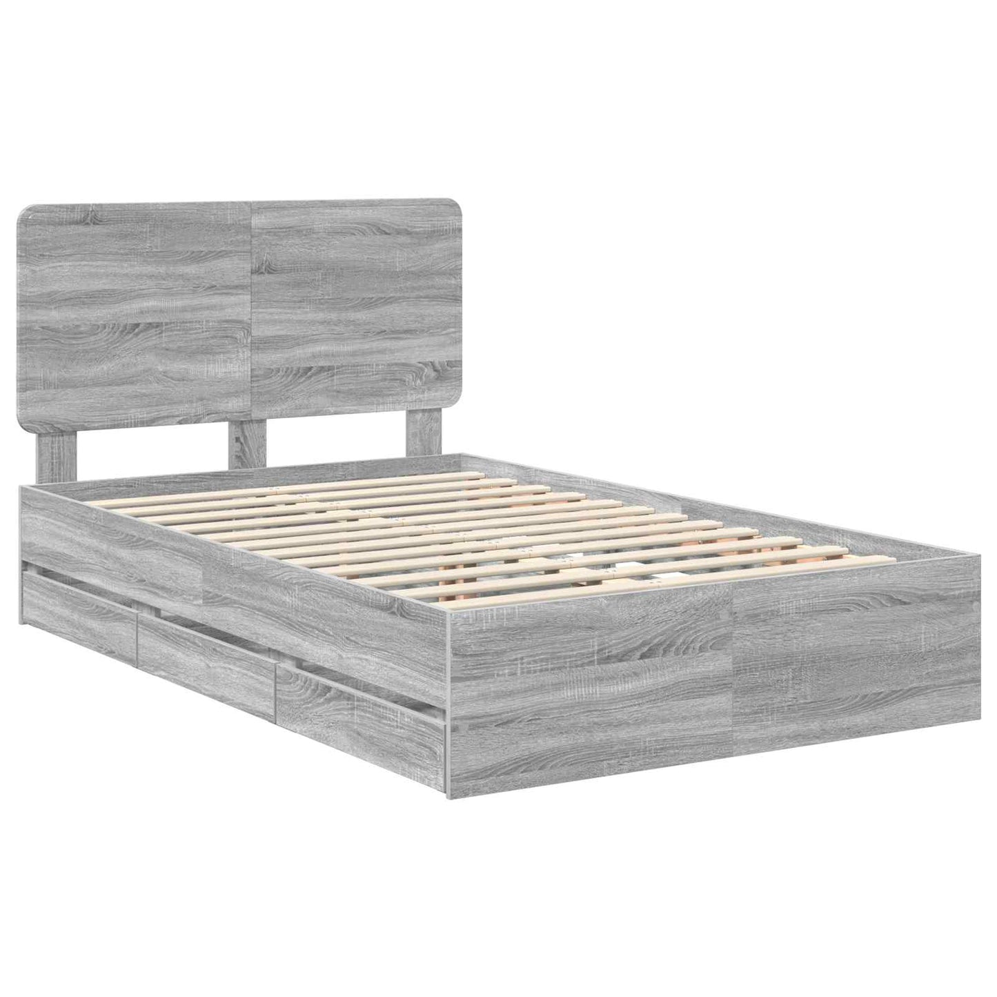 Bed Frame with Drawer Grey Sonoma 120 x 190 cm Engineer Wood