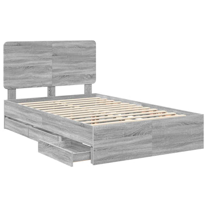 Bed Frame with Drawer Grey Sonoma 120 x 190 cm Engineer Wood