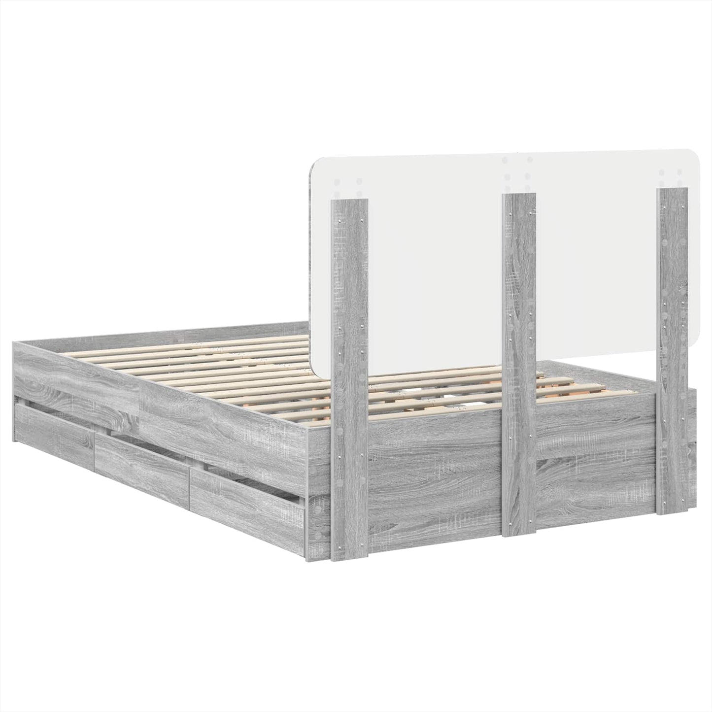 Bed Frame with Drawer Grey Sonoma 120 x 190 cm Engineer Wood