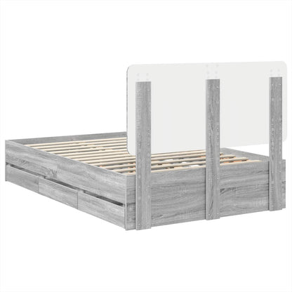 Bed Frame with Drawer Grey Sonoma 120 x 190 cm Engineer Wood
