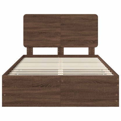 Bed Frame with Drawer Brown Oak 120 x 190 cm Engineer Wood