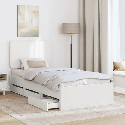 Bed Frame with Drawer White 100 x 200 cm Engineer Wood