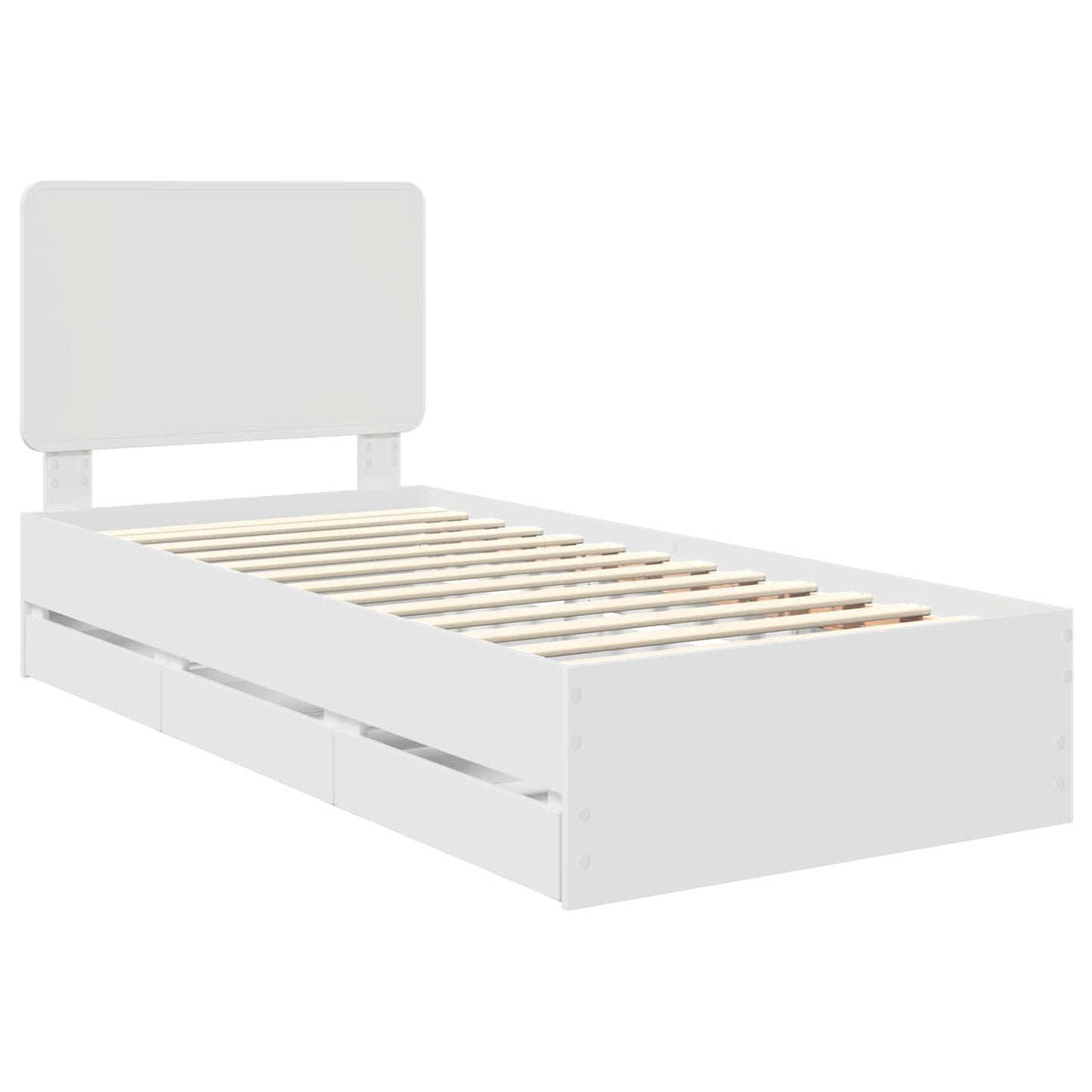 Bed Frame with Drawer White 100 x 200 cm Engineer Wood