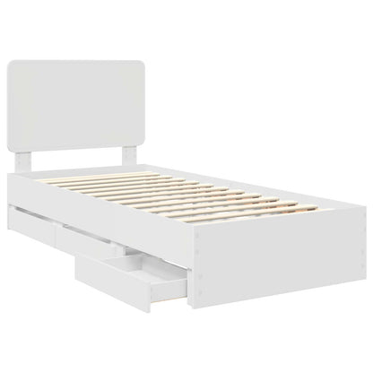 Bed Frame with Drawer White 100 x 200 cm Engineer Wood