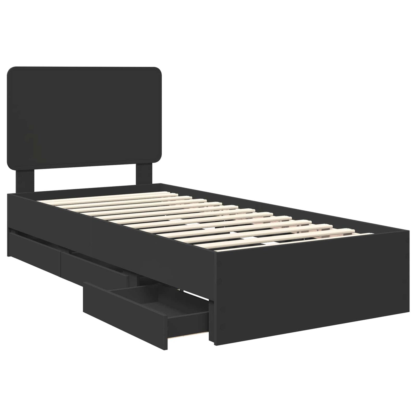 Bed Frame with Drawer Black 100 x 200 cm Engineer Wood